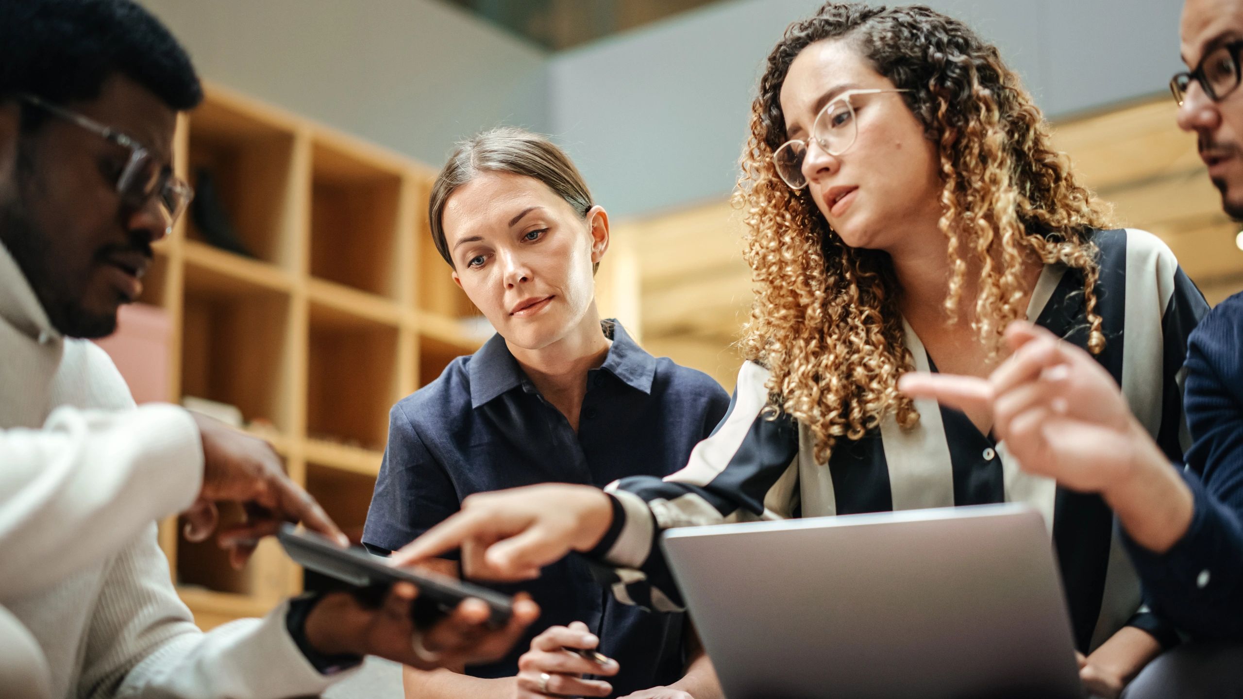 Business team meeting in a modern workspace