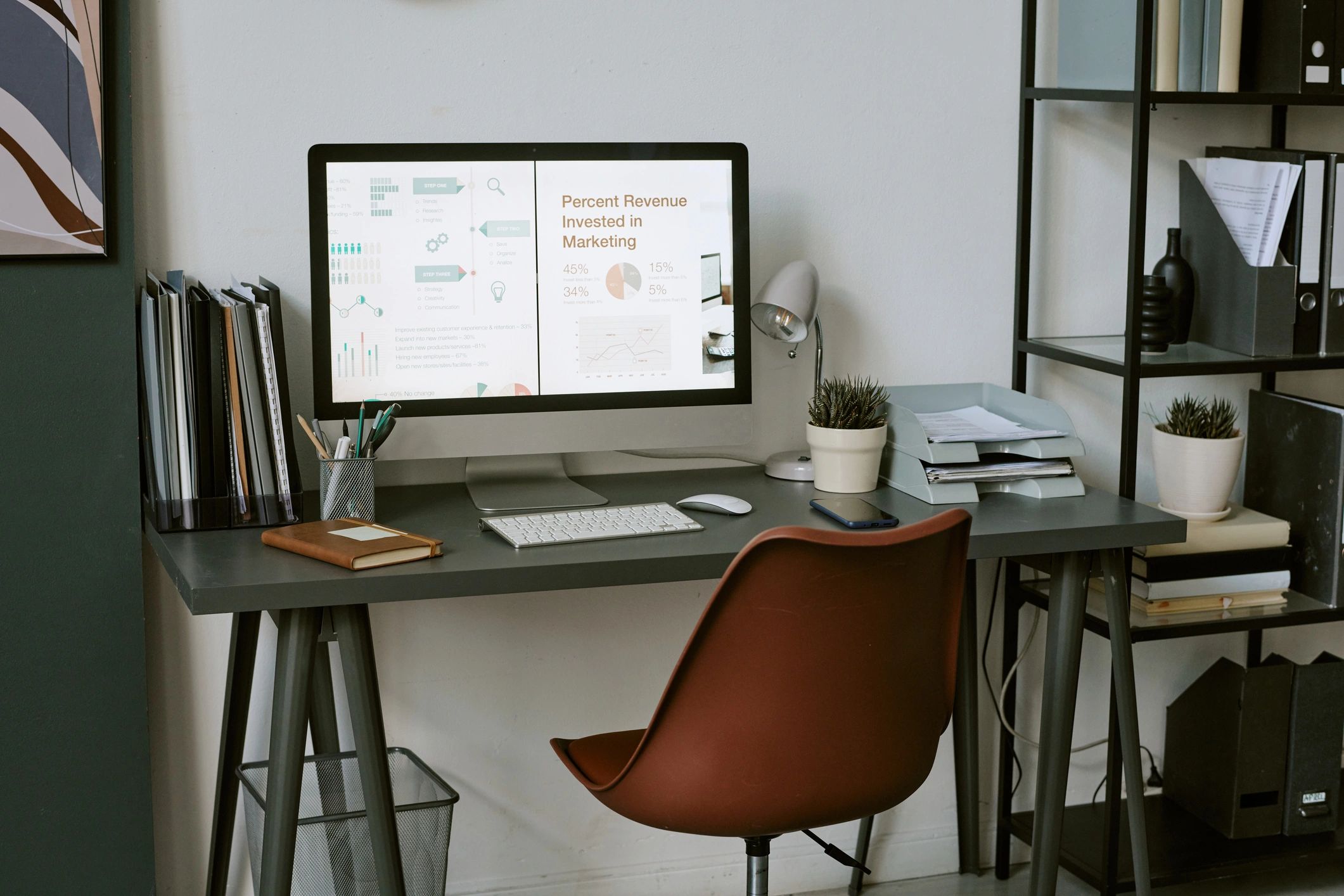 Modern computer workspace suitable for rental solutions